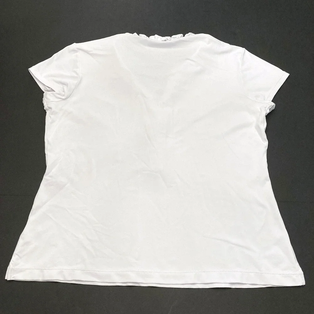 Lily Pulitzer Luxletic Top White V-Neck Ruffle Cap Short Sleeve Womens XL - Picture 2 of 8